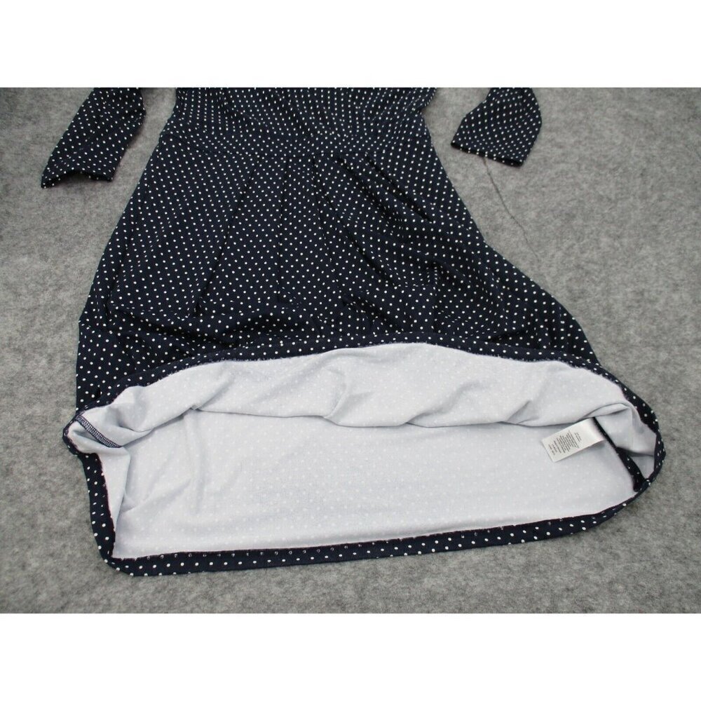 Talbots Womens Dress 10P Petites Blue Navy Polka Dot V Neck Nylon Stretchy Knit - Picture 15 of 16